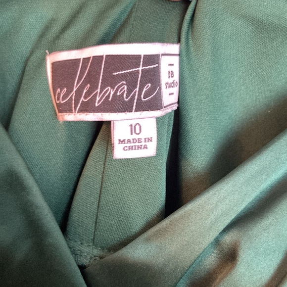 David’s bridal bridesmaid dress satin green size 10 - Picture 8 of 15